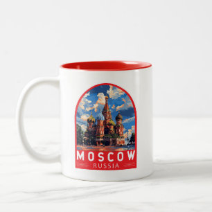 Moskva Ryssland Travel Art Vintage Två-Tonad Mugg
