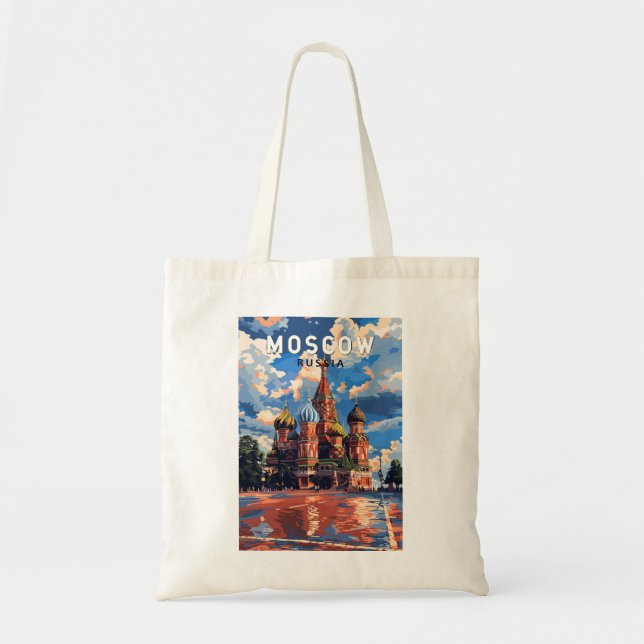 Moskva Ryssland Travel Art Vintage Tygkasse (Framsidan)