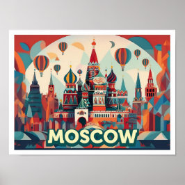 Moskva Ryssland Travel Konstnärlig färg Poster