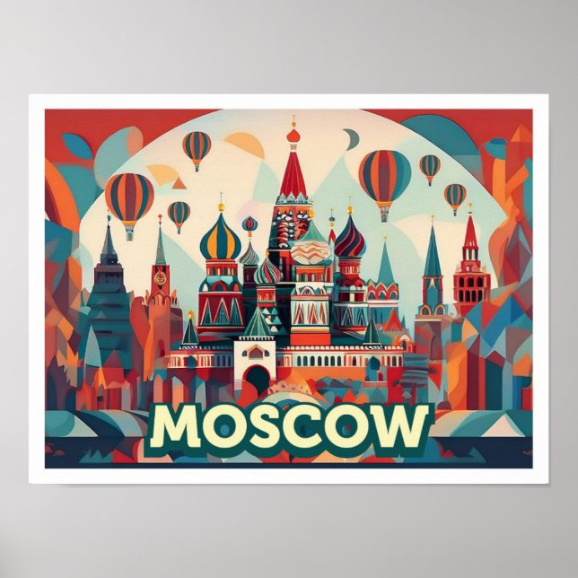 Moskva Ryssland Travel Konstnärlig färg Poster (Framsidan)