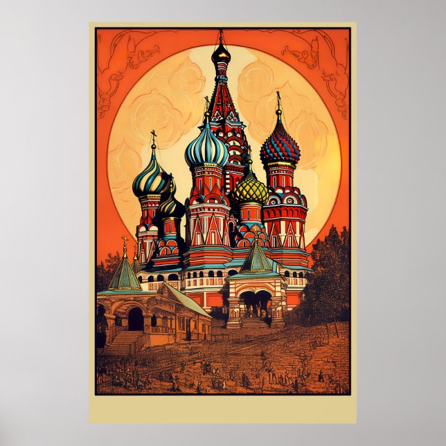 Moskva, Ryssland Vintage Resemaffisch Poster (Framsidan)