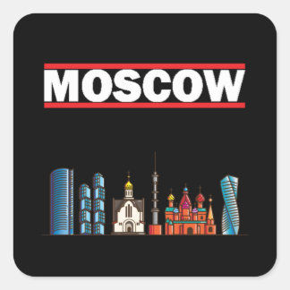 Moskva - Rysslands Breathtake Capital - Vintage Fyrkantigt Klistermärke