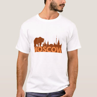 Moskva Skyline och ryska björnen T Shirt