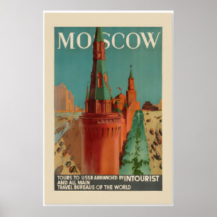 Moskva Sovjetunionen 1930-talet Vintage Stil Rysk  Poster