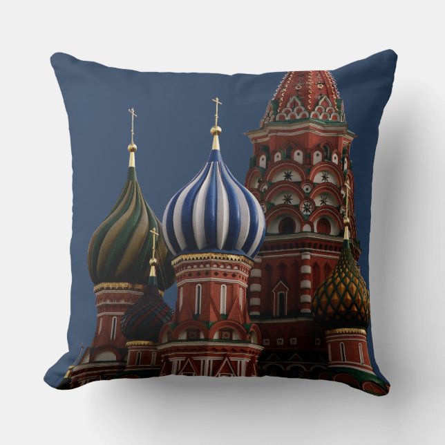 Moskva St Basil's Cathedral Blue Dekorativ kudde (Framsida)