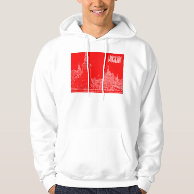 Moskva St Basil's Cathedral Red Square Sketch Hoodie (Framsida)