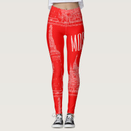 Moskva St Basil's Cathedral Red Square Sketch Leggings