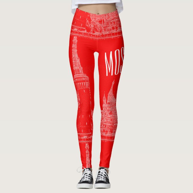 Moskva St Basil's Cathedral Red Square Sketch Leggings (Framsida)