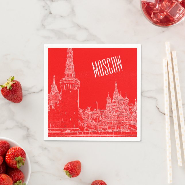 Moskva St Basil's Cathedral Red Square Sketch Pappersservett (Insitu)