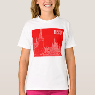 Moskva St Basil's Cathedral Red Square Sketch T Shirt