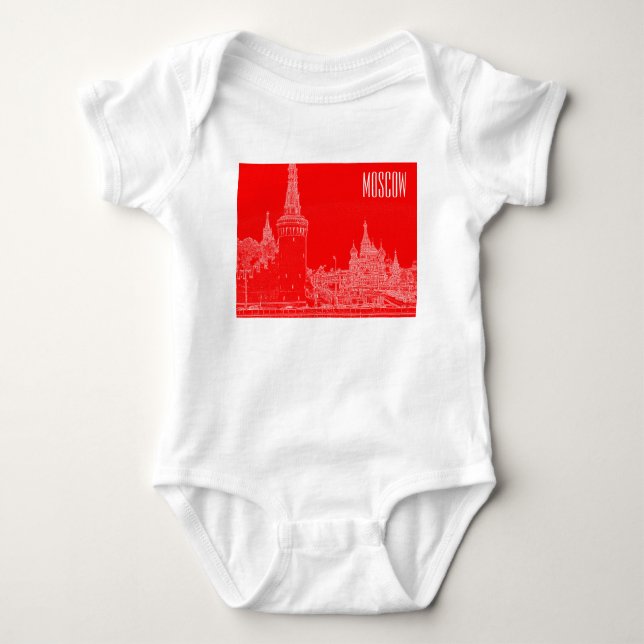 Moskva St Basil's Cathedral Red Square Sketch T Shirt (Framsida)