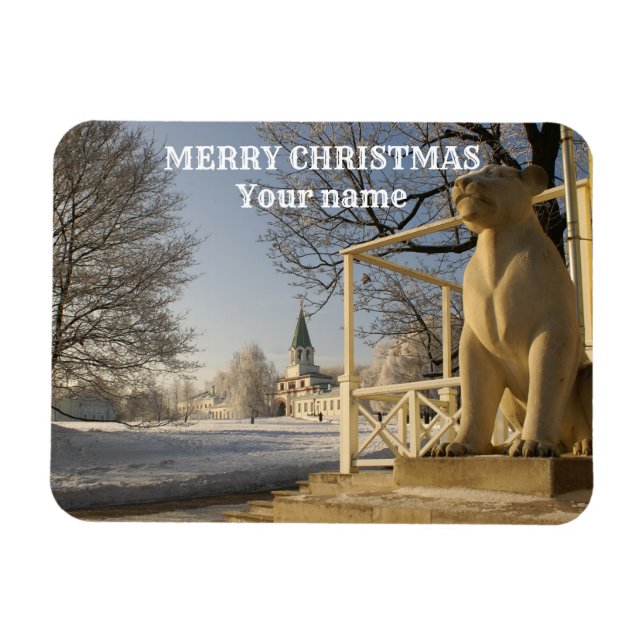 Moskva. Vinter. lejon skulptur Magnet (Horisontell)