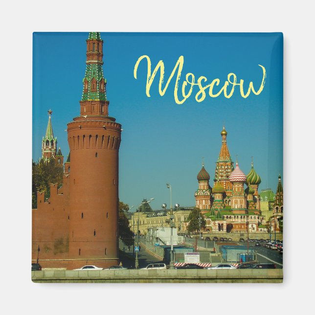 Moskvas stad St Basil's Cathedral Landcape Magnet (Framsidan)