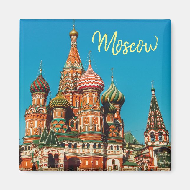 Moskvas stad St Basil's Cathedral Landcape Magnet (Framsidan)