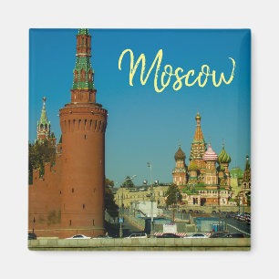 Moskvas stad St Basil's Cathedral Landscape Magnet