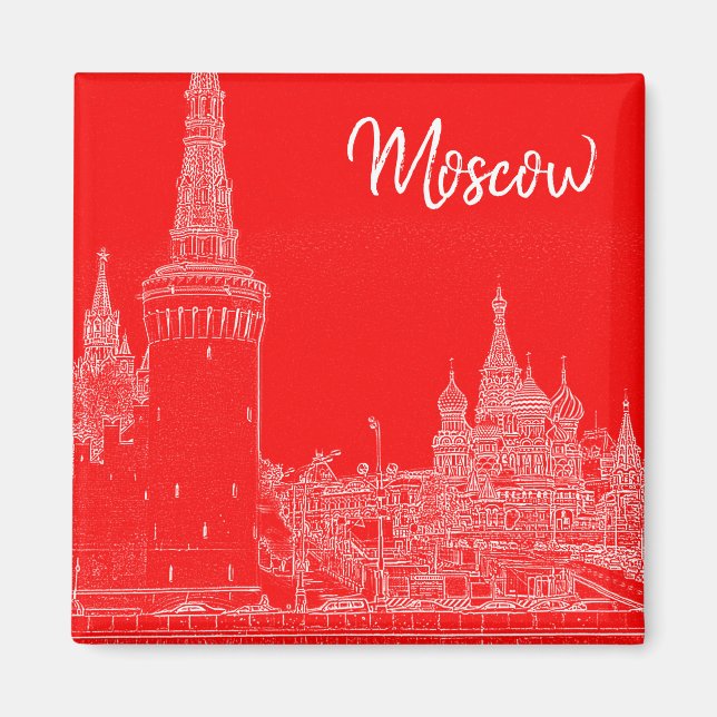 Moskvas stad St Basil's Cathedral Ligcape Sketch Magnet (Framsidan)