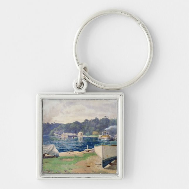 Mosmans fjärd, Sydney Fyrkantig Silverfärgad Nyckelring (Framsidan)
