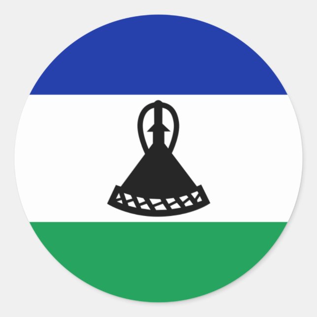 Mosotho Flagga, Flagga Lesotho Runt Klistermärke (Framsida)