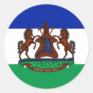 Mosotho Flagga & Jacka av Arm, Flagga Lesotho Runt Klistermärke