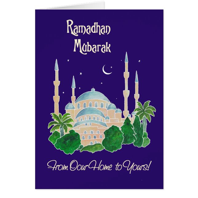 Mosque av Moonlight "Vårt hem till er" Ramadan Hälsningskort (Framsidan)
