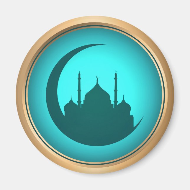 Mosque-bakgrund Runda Magnet (Framsidan)