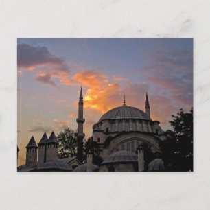 Mosque i Istanbul vid Sunset Vykort
