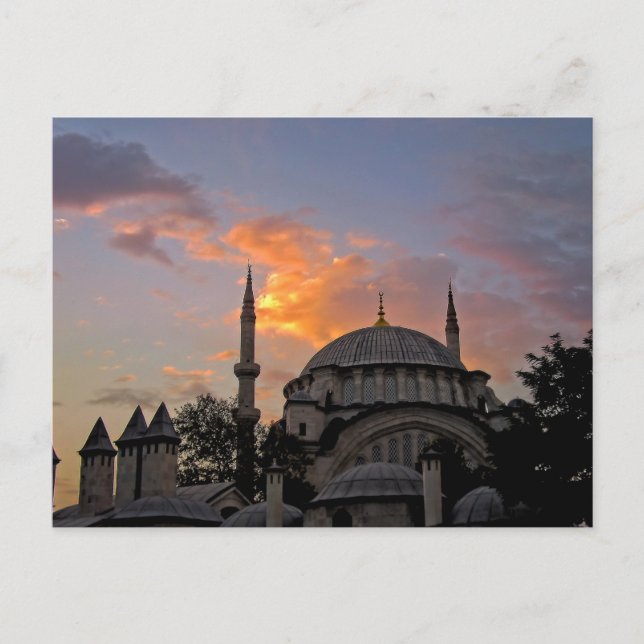 Mosque i Istanbul vid Sunset Vykort (Framsida)