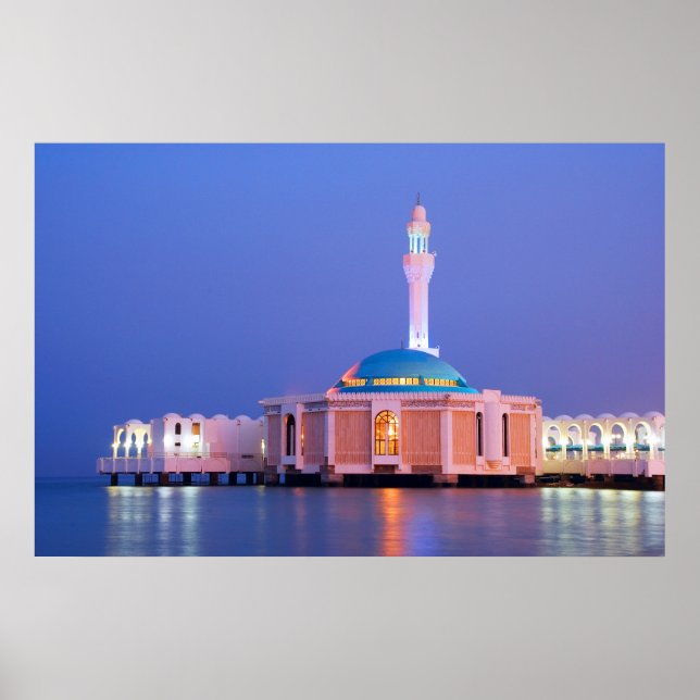 Mosque på Vatten, Jeddah, Saudiarabien Large Canva Poster (Framsidan)