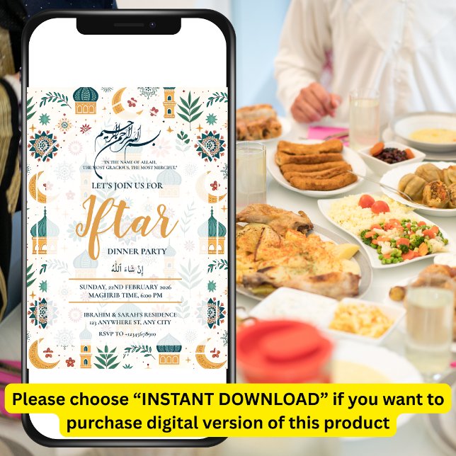 MOSQUE RAMADAN KAREEM IFTAR DINNER PARTY EDITABLE INBJUDNINGAR (Skapare uppladdad)
