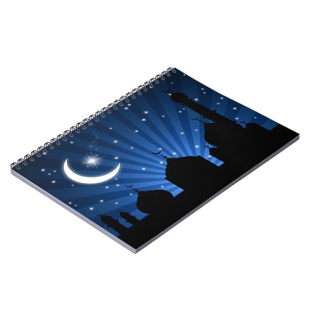 Mosque Silhouette Blue Night - bärbar dator Anteckningsbok Med Spiral (Vänstra Sidan)