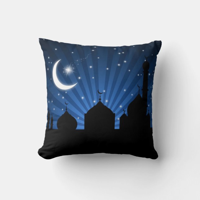 Mosque Silhouette Blue Night - Pillow Kudde (Framsida)