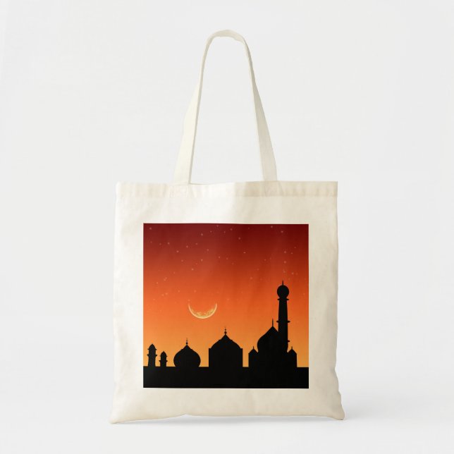 Mosque Silhouette Evening Himlar - Budget Tote Tygkasse (Framsidan)