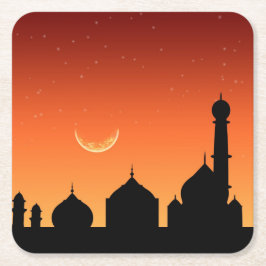 Mosque Silhouette Evening Himlar - Papper Underläg Underlägg Papper Kvadrat