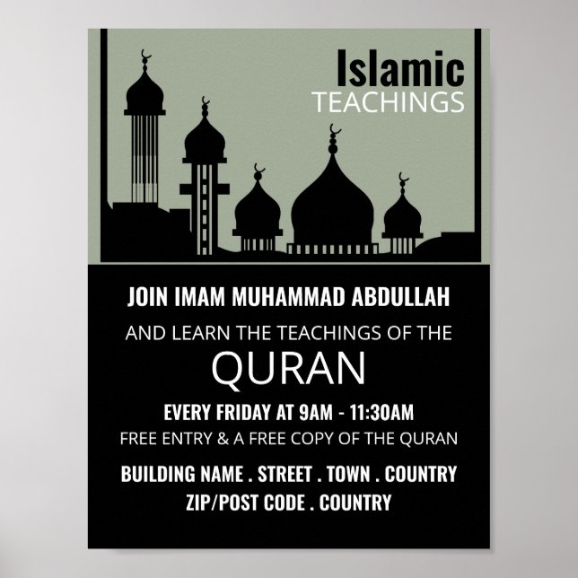 Mosque Silhouette, Islamic Teaching Advertising Poster (Framsidan)