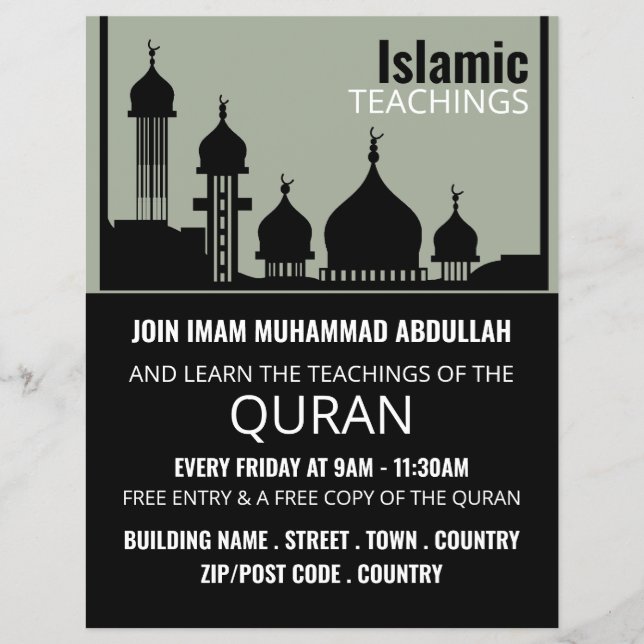 Mosque Silhouette, Islamic Teaching Advertising Reklamblad (Framsidan)