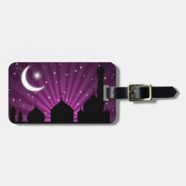 Mosque Silhouette Lila Night - Luggage Tag Bagagebricka