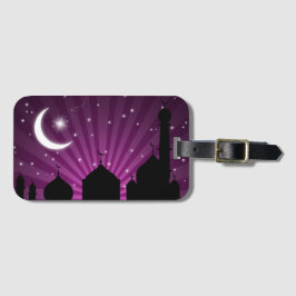 Mosque Silhouette Lila Night - Luggage Tag Bagagebricka