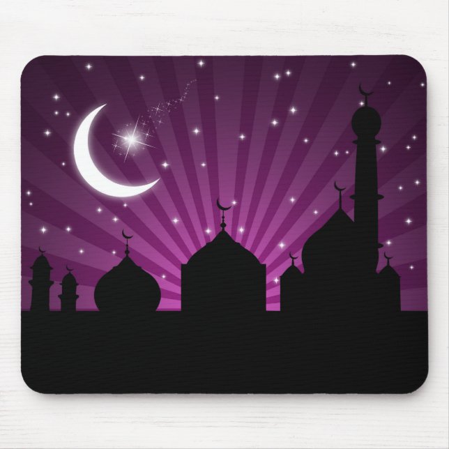 Mosque Silhouette Lila Night - Mousepad Musmatta (Framsidan)
