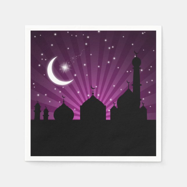 Mosque Silhouette Lila Night - Pappersservett (Framsidan)