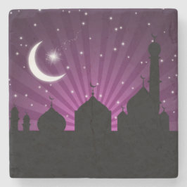 Mosque Silhouette Lila Night - Stone Underlägg Sten