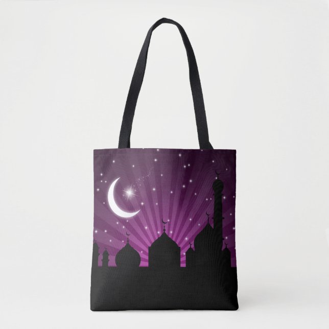 Mosque Silhouette Lila Night Tygkasse (Framsida)