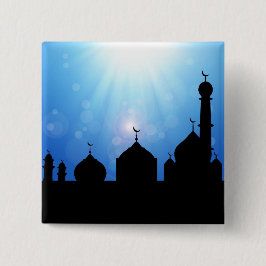 Mosque Silhouette med solstrålar - Button Knapp