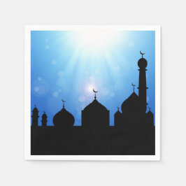 Mosque Silhouette med solstrålar - Pappersservett