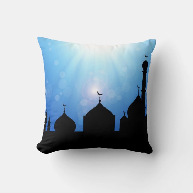 Mosque Silhouette med solstrålar - Pillow Kudde (Framsida)