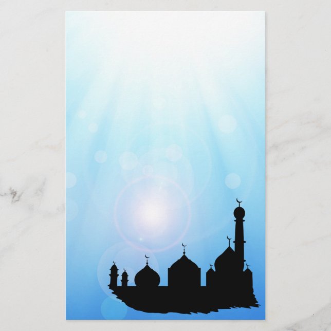 Mosque Silhouette med solstrålar - Stationery Brevpapper (Framsida)