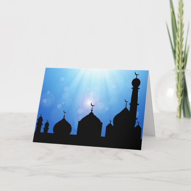 Mosque Silhouette med Sunburst - gratulationskort Kort (Framsida)