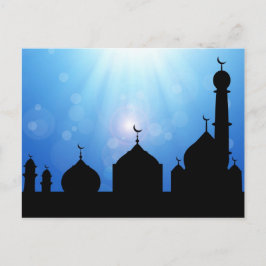 Mosque Silhouette med Sunburst - vykort