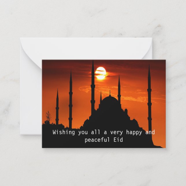 Mosque Silhouette när solnedgång Anteckningskort (Framsida)