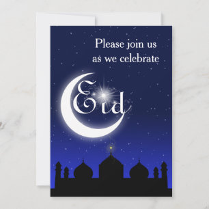 Mosque Silhouette på natten - inbjudan till Eid Pa