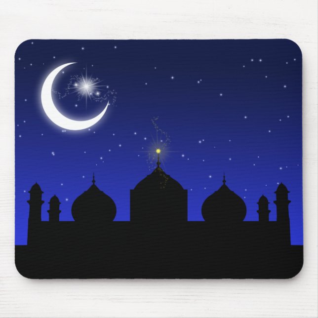 Mosque Silhouette på natten - Mousepad Musmatta (Framsidan)